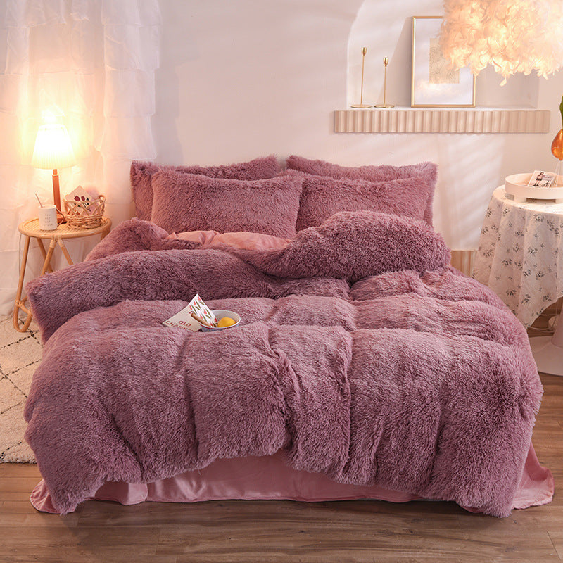 ﻿Luxury Thick Fleece Duvet Queen King Winter Warm Bed Quilt Cover Pillowcase