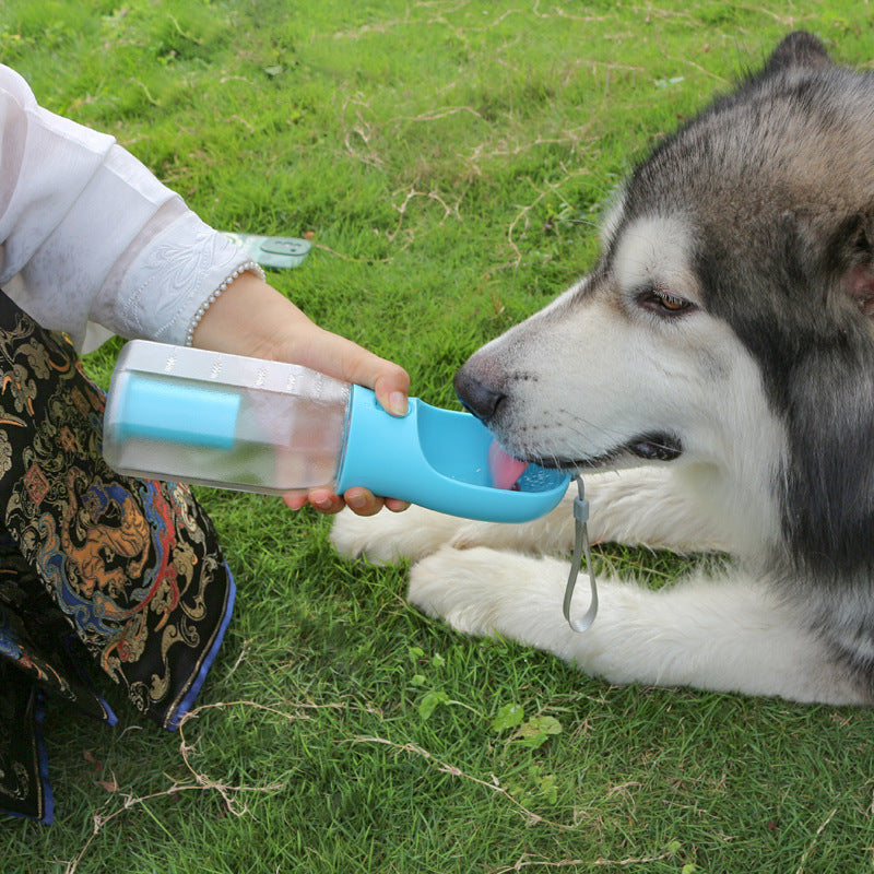 Portable Cat Dog Water Bottle Food Feeder Drinker Poop Dispenser