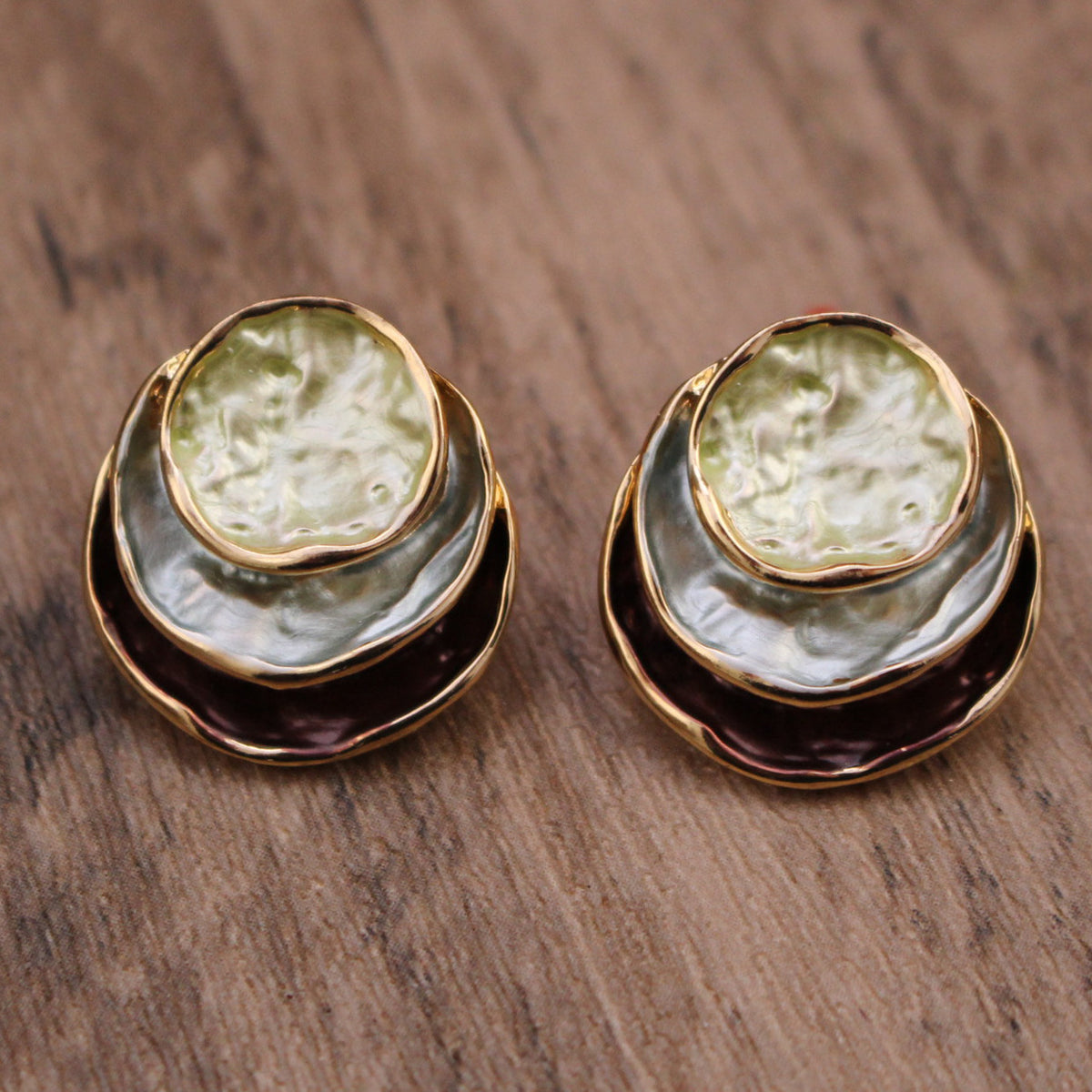 Ins Three-colored Painting Round Earrings Fashion