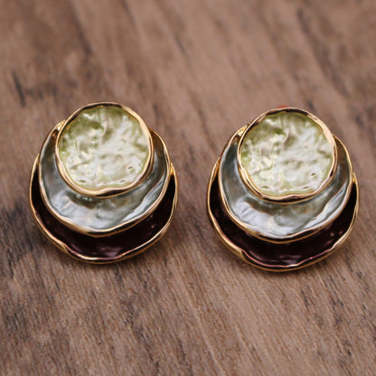 Ins Three-colored Painting Round Earrings Fashion