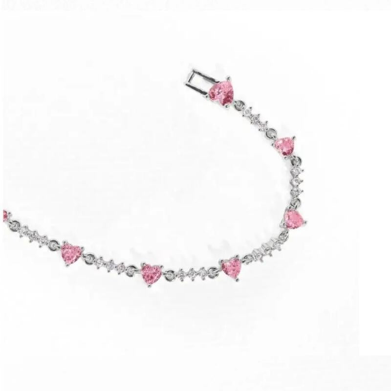 Sweet Bow Heart Rhinestone Bracelet Y2K Ins