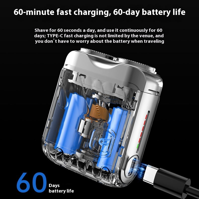 Portable Rotary Dual Ring Electric Shaver Men Travel