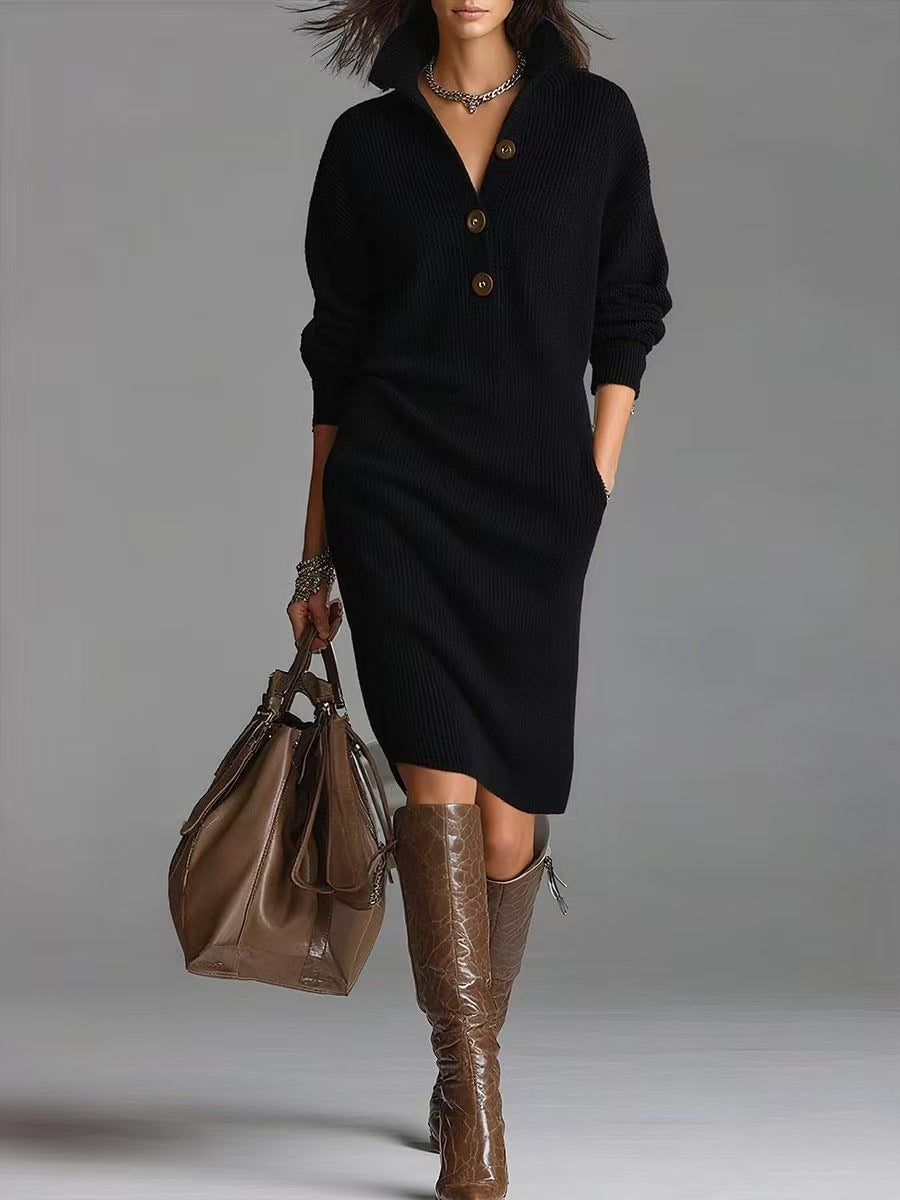 Long-sleeved Sweater Dress Fashion Warm Stand-up Collar