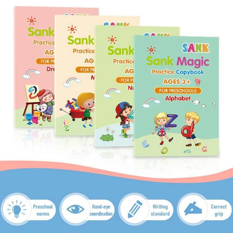 Sank Magic Practice Copybook no erase children's poster in English grooved poster