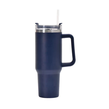 Straw Coffee Insulation Cup With Handle Portable Car Stainless Steel Water Bottle