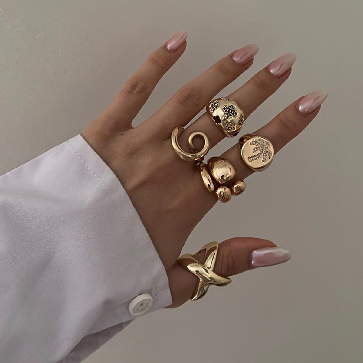 Fashion Double Layer Rings Gold And Sliver Ring Stainless Steel