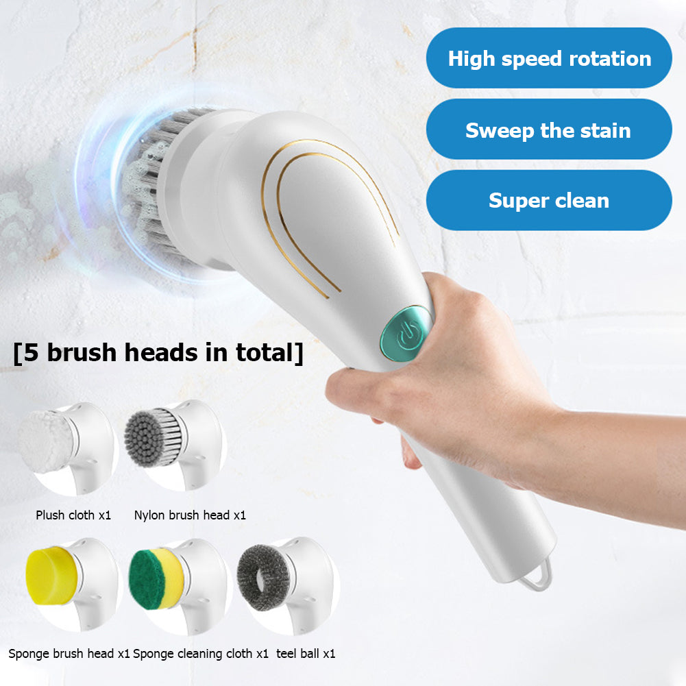 Multifunctional Electric Brush Handheld Scrubber Tile Cleaning Set With 5 Heads