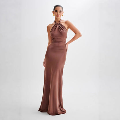 Ins Bodycon Halter Dress Sexy Backless Slim Fit Waist Slimming