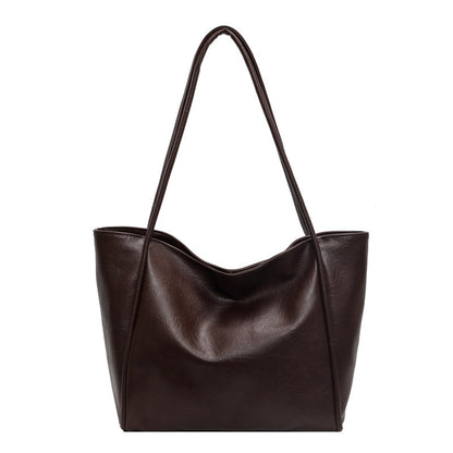 Soft Leather Shoulder Bag Large Capacity Commuter Totes