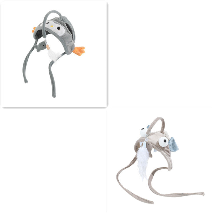 New Head Wearing Feather Funny Cat Stick