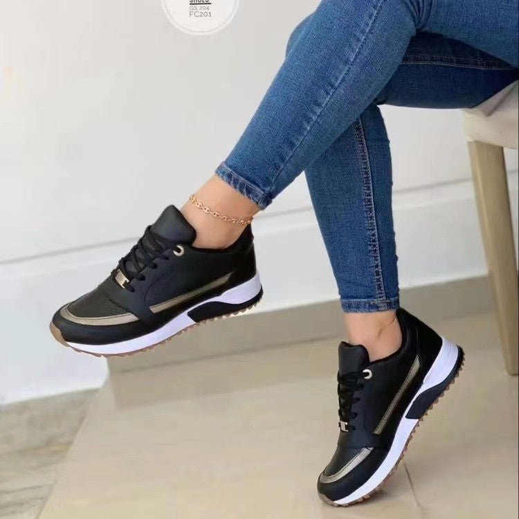 Casual Lace-up Flat Shoes Women Shallow Round Toe