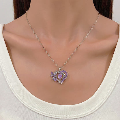 Ins Butterfly Love Necklace With Rhinestones Fashion