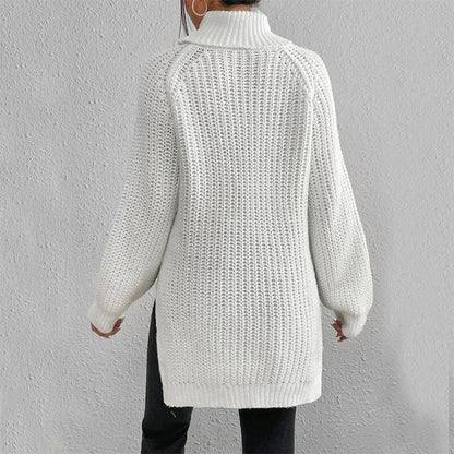 Turtleneck Pullover Sweater With Split Design Fashion
