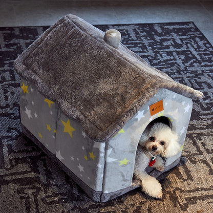 Foldable Dog House Pet Cat Bed Winter Dog