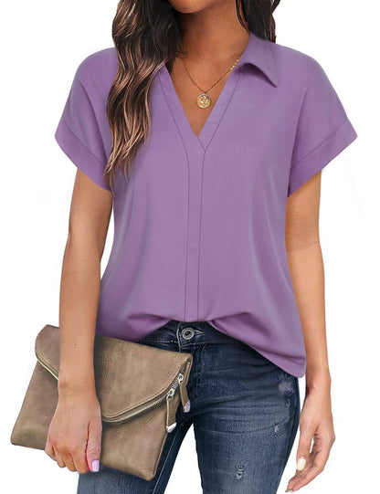 Casual Women's Polyester Short Sleeve Shirt