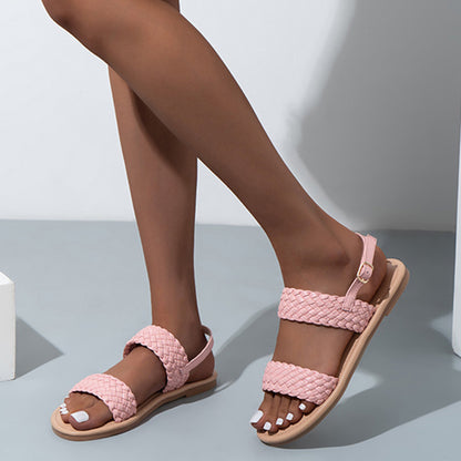 Women Shoes Summer Weave Sandals Flat Beach Shoes