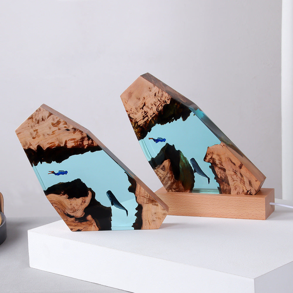 Cavern Whale Diver Tabletop Lamp Decoration Marine Art