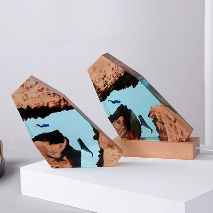 Cavern Whale Diver Tabletop Lamp Decoration Marine Art