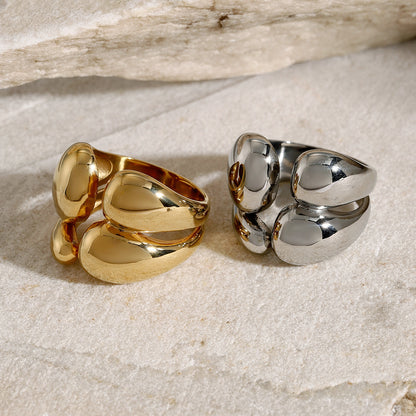Fashion Double Layer Rings Gold And Sliver Ring Stainless Steel