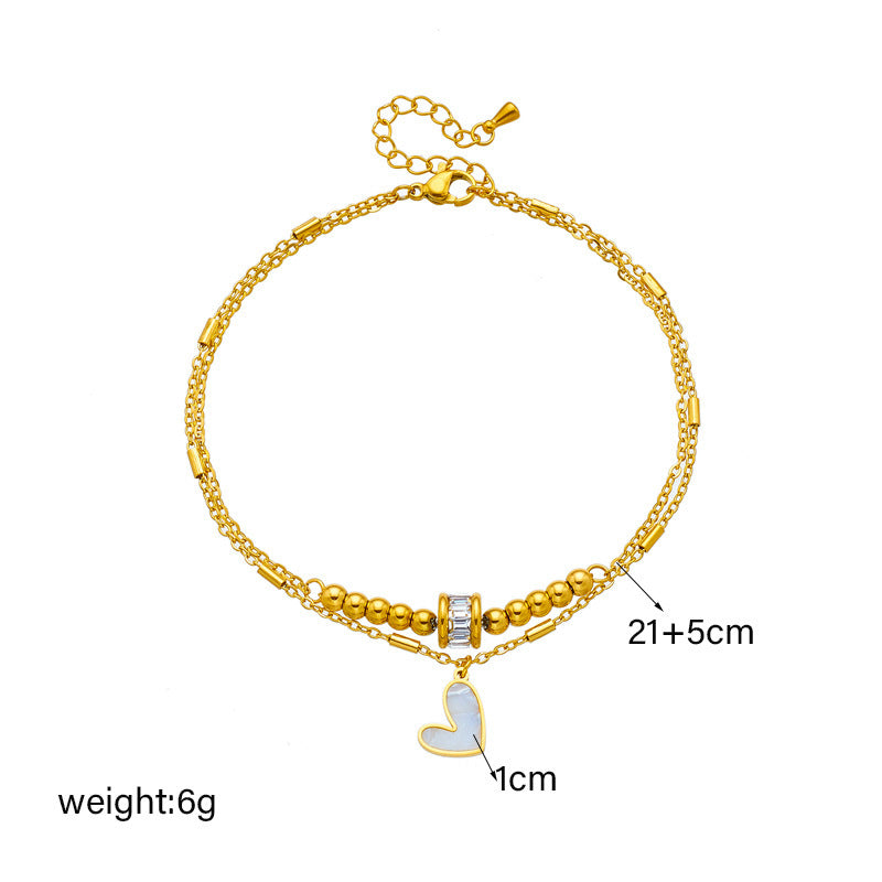 Fashion Jewelry Boho Classic Love Heart Ankle Chain Double