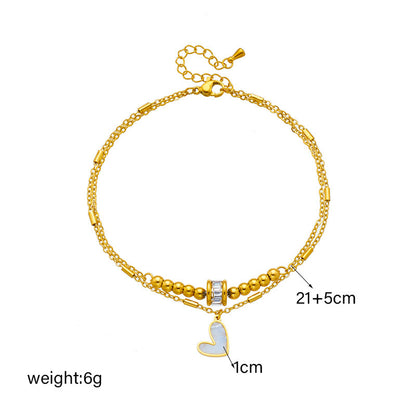 Fashion Jewelry Boho Classic Love Heart Ankle Chain Double