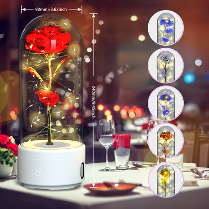 Creative 2 In 1 Rose Flowers LED Light And Bluetooth-compatible Speaker
