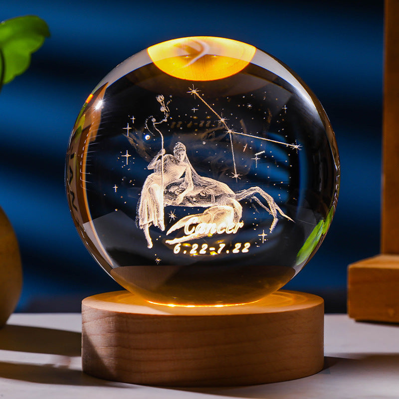 3D Constellation Crystal Ball Night Light Laser