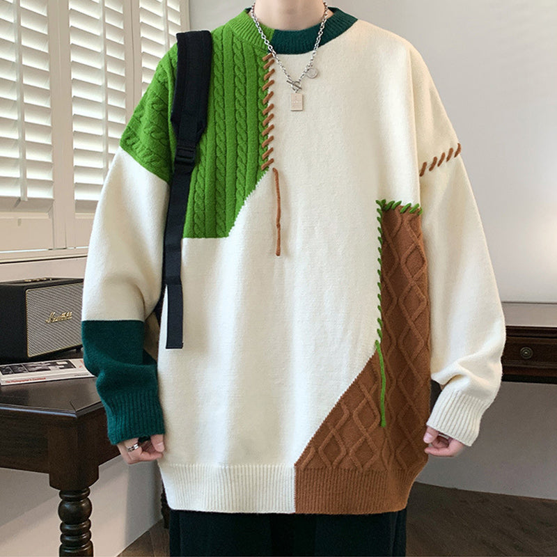 Ins Color block Pullover Sweater Winter Fashion