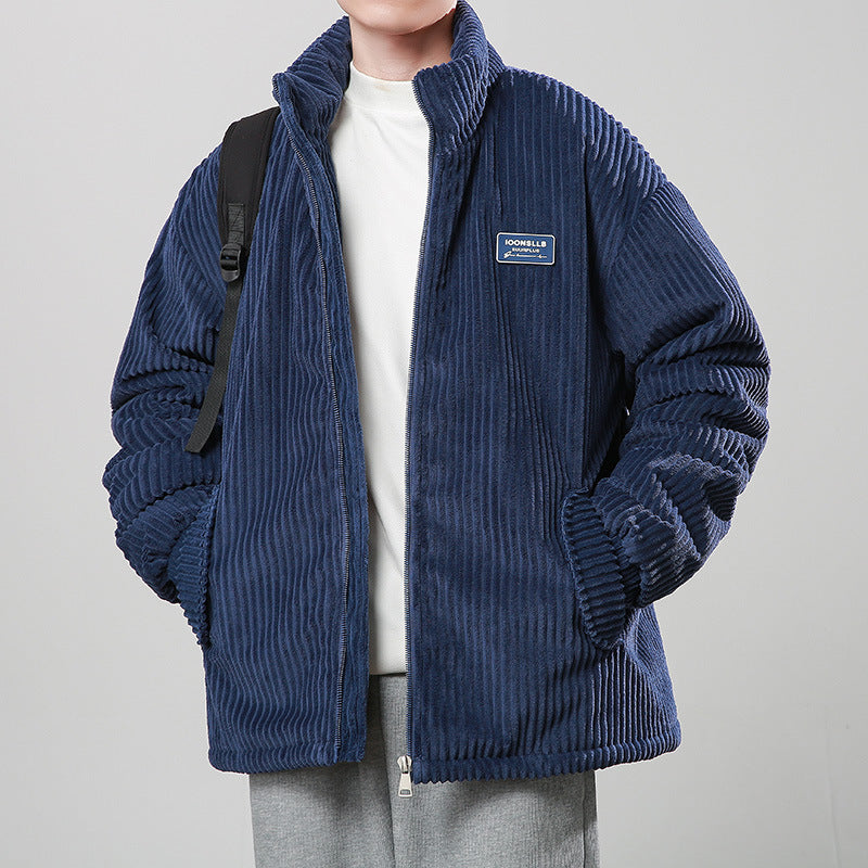 Winter Corduroy Cotton-padded Coat Warm Stand Collar