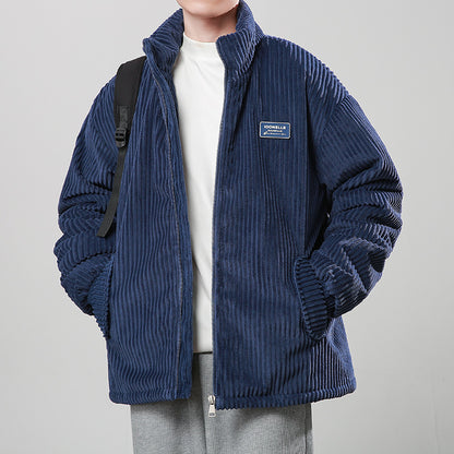 Winter Corduroy Cotton-padded Coat Warm Stand Collar