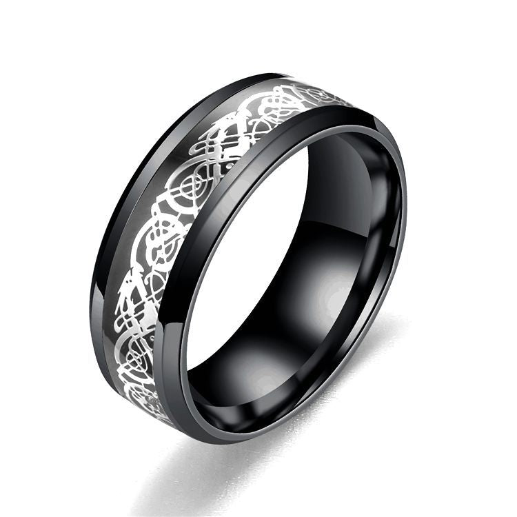 Stainless steel dragon pattern ring