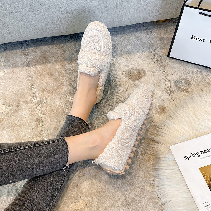 Winter Plush Flats Shoes Ins Fashion Slip On Loafers