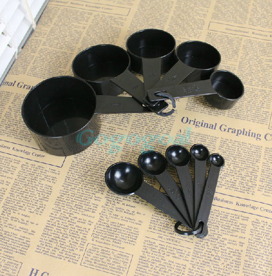 10PC Black Set Plastic Measuring Spoon