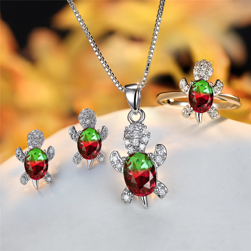 Fashion Oval Zircon Pendant Turtle Shape Necklaces