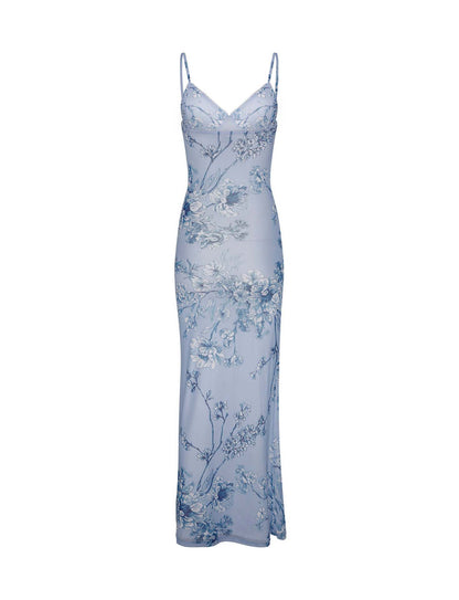 Y2K Slim Flowers Printing Slip Dress Women's Summer