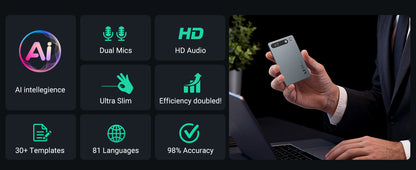 MECHEN 64GB  AI Voice Recorder, AI Notetaking Device