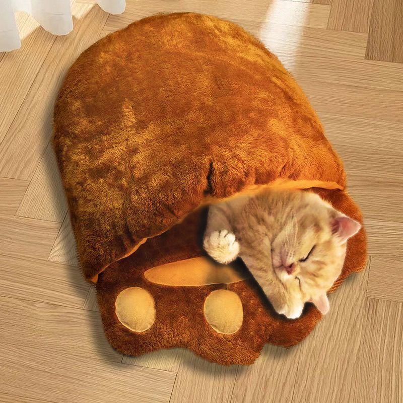 Winter Warm Cute Bear Paw Cat Bed Thickened House