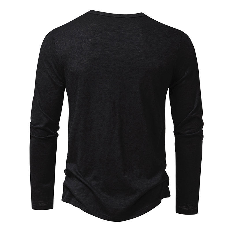 Men's Long-sleeved T-shirt Fashion Casual Solid Color Pullover