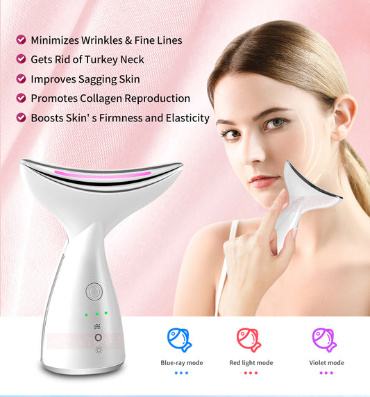 ﻿EMS Microcurrent Neck Face Beauty Device With 3 Colors LED