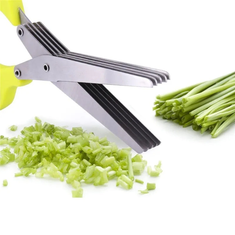 Multifunctional Multi-layer Green Onion Scissors Stainless Steel