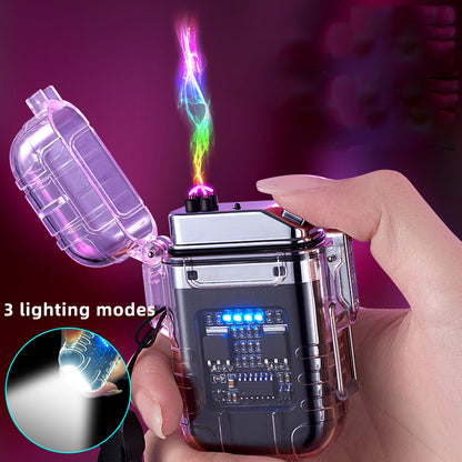 Transparent Shell Double Arc Lighter  Waterproof And Windproof