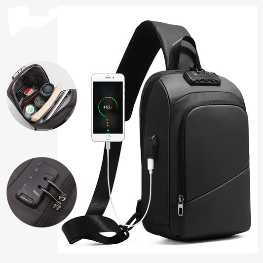 Anti-theft Lock Upscale Chest Bag Men Shoulder Bags USB Charging Crossbody