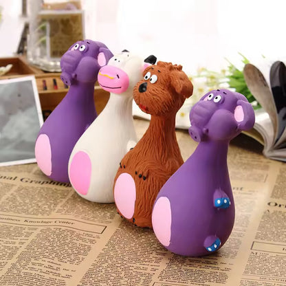 4pcs Cute Latex Dog Chew Toys With Sound Interactive Biting Toys