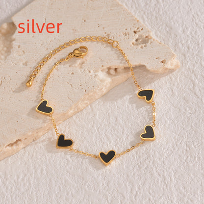 Ins Love Bracelet  Stainless Steel Dripping Heart Bracelet