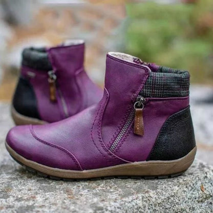 Ankle Boots Women Retro Shoes With Side Zipper