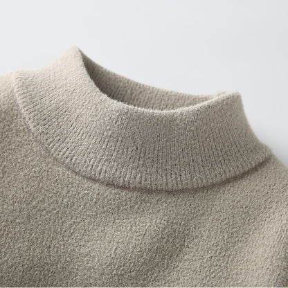 One-piece Velvet Sweater Men's Mock Neck Knitted Sweater