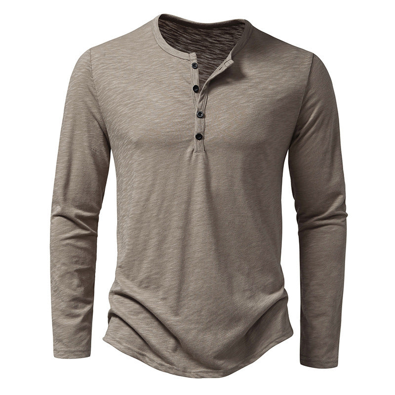 Men's Long-sleeved T-shirt Fashion Casual Solid Color Pullover