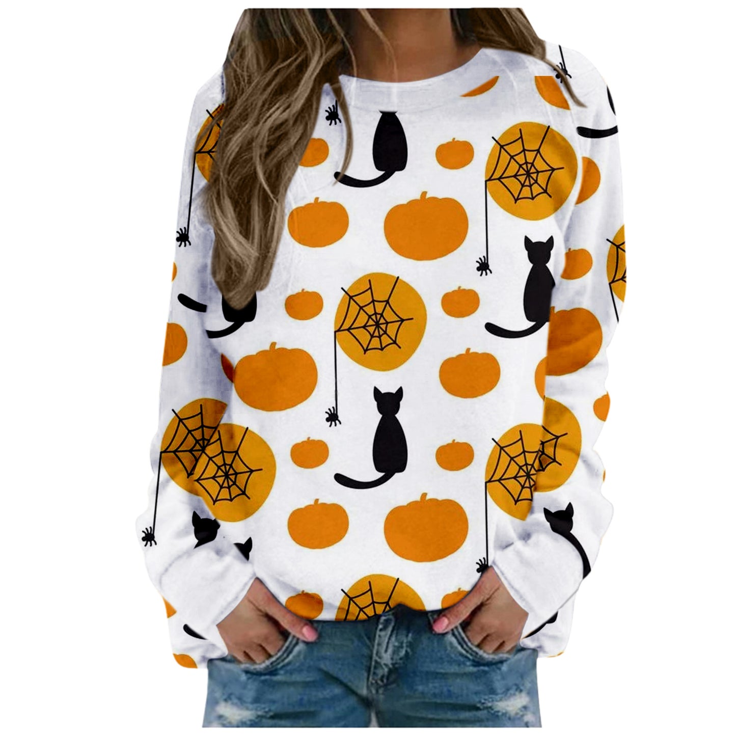 Halloween Ladies Print Long-sleeved Sweater