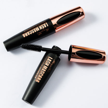 The mascara is thick, long, curled, waterproof and sweat-proof