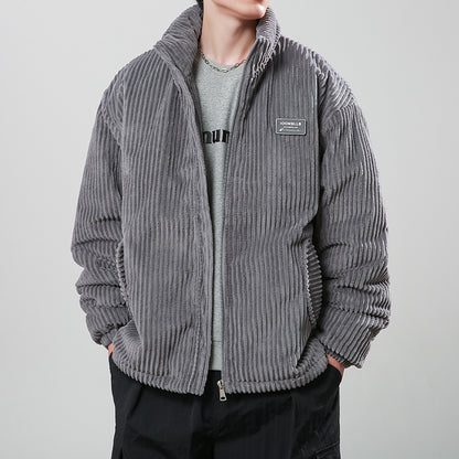 Winter Corduroy Cotton-padded Coat Warm Stand Collar
